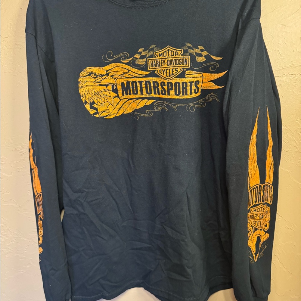 Harley-Davidson Men's Black and Gold Motorsports Long Sleeve Tee